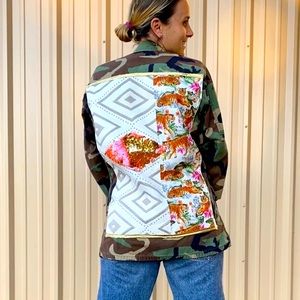 Tiger Eye Vintage Army Camo Festival Jacket Coat